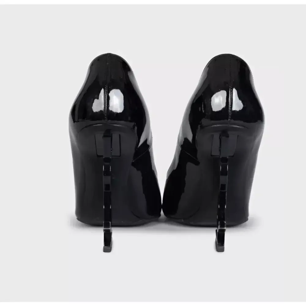 Saint Laurent Opyum Patent Leather Logo Heels  Sz 38 - Picture 4 of 5